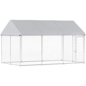 Galvanized Steel Outdoor Dog Kennel with Roof, Safety Lock, for Backyard, 13.1' x 7.5' x 7.8'