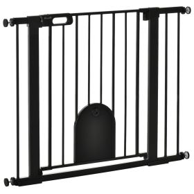 30"-41" Extra Wide Pet Gate Barrier with Small Door, 30"H Dog Gate with Safety Gate Barrier, Stair Pressure Fit, Black