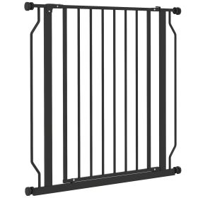 30"- 34" Easy Install Pet Gate w/ Door & Double Locking System, Extra Wide Dog Gate for Stairs, Hallways, Black