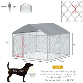 Outdoor Dog Kennel with Roof Waterproof UV-Resistant Cover Secure Lock for Backyard Patio 7.5' X 7.5' X 5.7' Dog Run