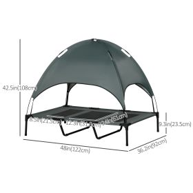 Portable Raised Dog Cot Elevated Dog Bed with Canopy for XL Dogs 48x36x43 Grey Indoor Outdoor Comfortable Pet Bed