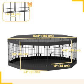 8 Panels Foldable Dog Playpen 24' Height with Bottom Pad & Top Cover