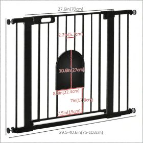 Extra Wide Pet Gate Barrier 30"-41" Inch with Small Door 30H Dog Safety Gate Stair Pressure Fit  Black