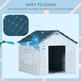 Blue 26' Plastic Dog House Outdoor with Air Vents for Small to Medium Sized Dogs Durable Shelter with Ventilation