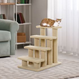 4-Tier Pet Stairs for Dogs And Cats Scratch Post Furniture 23.5 Inch Cream White