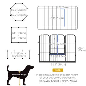 Heavy Duty Dog Playpen 8 Panel 23.5" Height for Small Medium Dogs Indoor Outdoor Fence with Door Durable Pet Play Area