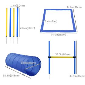 Pet Dog Agility Starter Kit Outdoor Exercise Training Set with Tunnel 4 Weave Poles And High Jumper for Active Canines