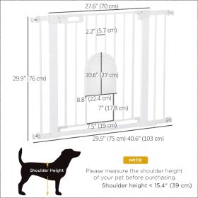 Extra Wide Pet Gate Barrier 30"-41" Inch with Small Door 30H Dog Safety Gate Stair Pressure Fit  White