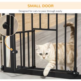 Black 41'' Easy Open Indoor Dog Gate for Doorways House Stair Safety Pet Barrier (Color: Black)